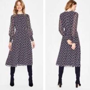 NWOT Boden Alba Midi Dress in Navy Clover Spot Size 6 Petite